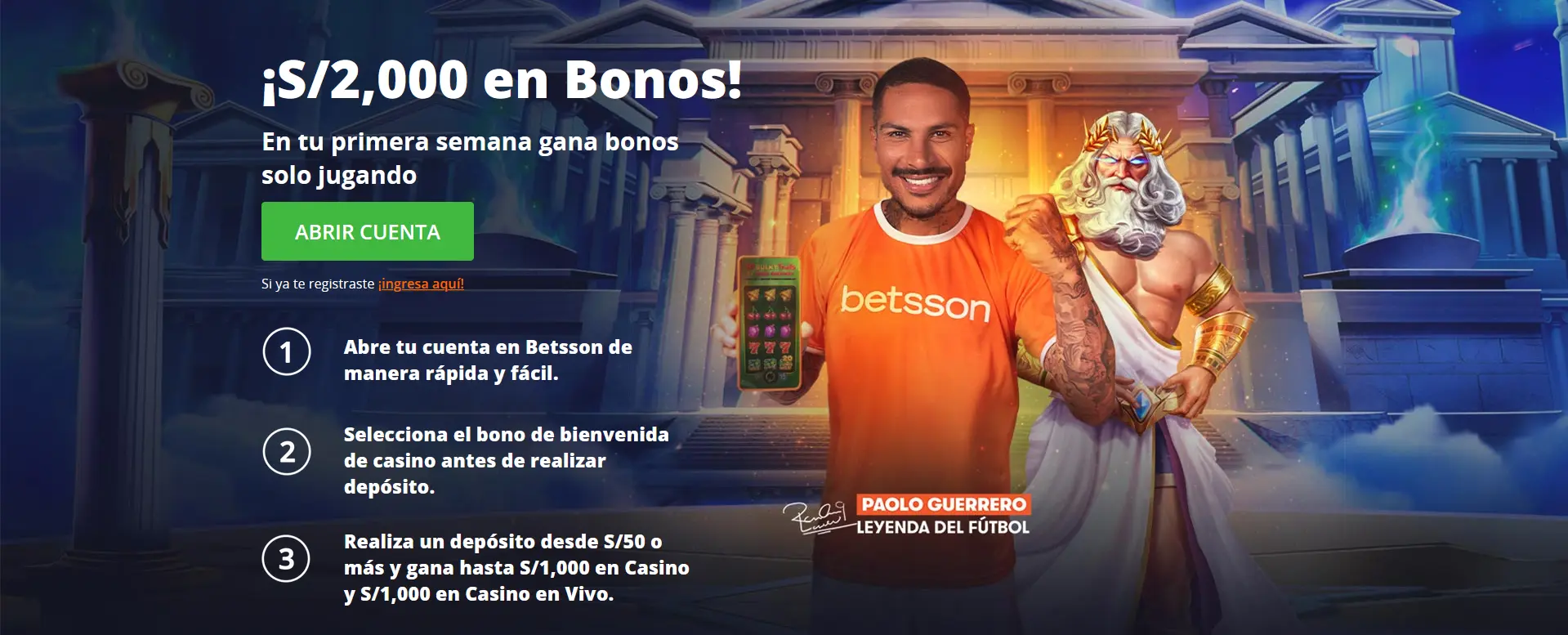Bonos S/2000 en Betsson Casino