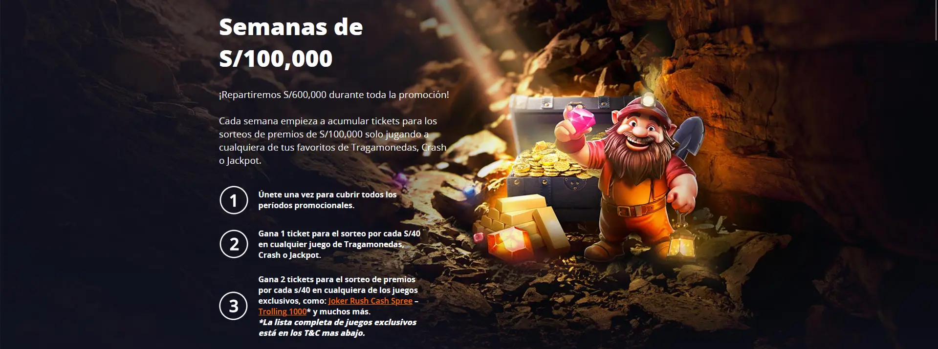 Semanas de S/100000 en Betsson